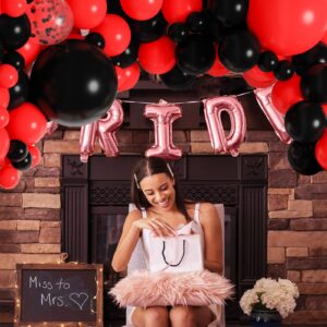 RUBFAC 139pcs Red and Black Balloons Arch Garland Kit, 18/12/10/5 Inch Red Black Balloons and Red Black Confetti Balloons for Birthday Wedding Baby Shower Anniversary Deorations