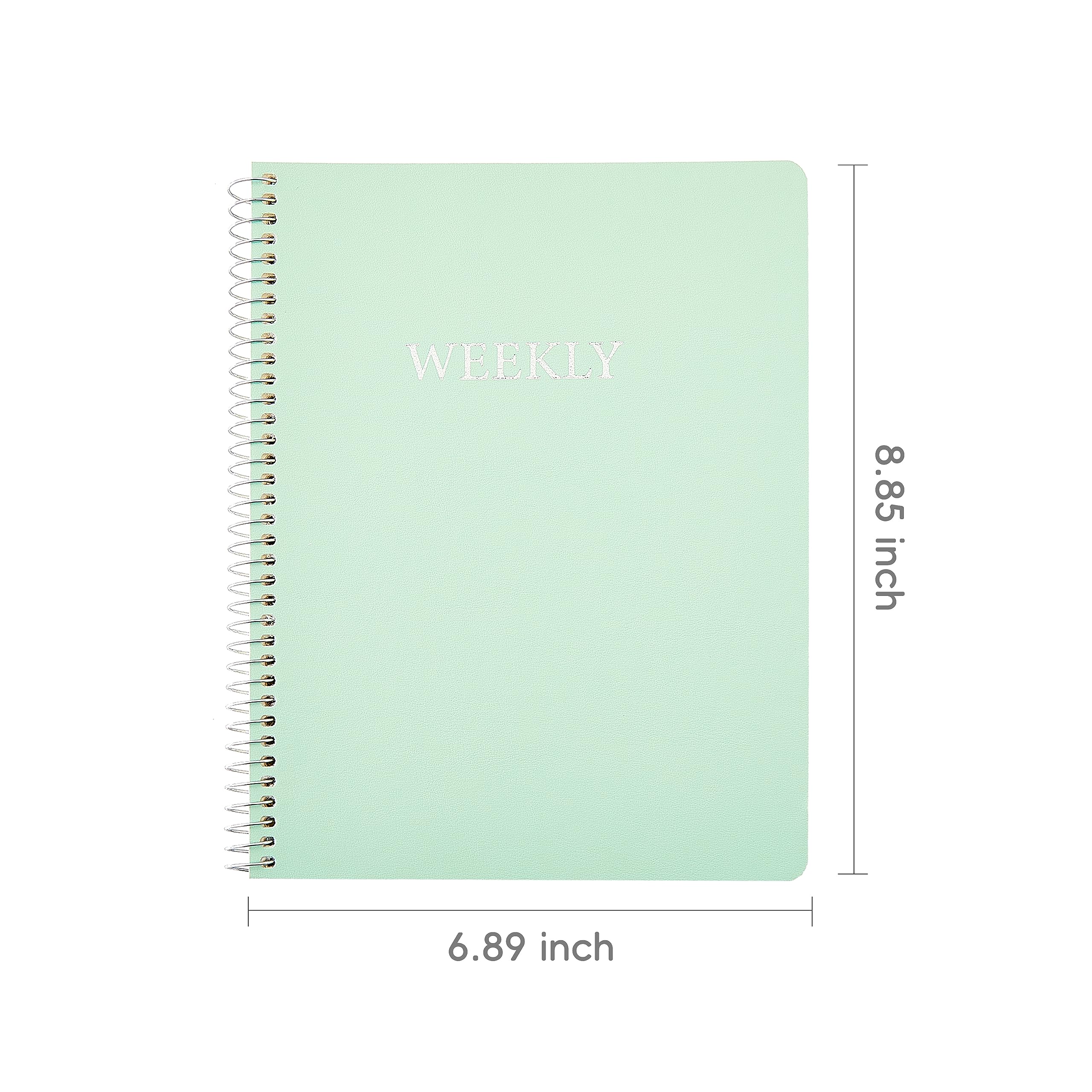 TSFPapier Undated Weekly and Monthly Note book Planner for 2024 and 2025, Soft Cover Daily to Do List Organizer Appointment Journal Schedule Spiral Notebook, 8.9x7.1 inch, MintGreen