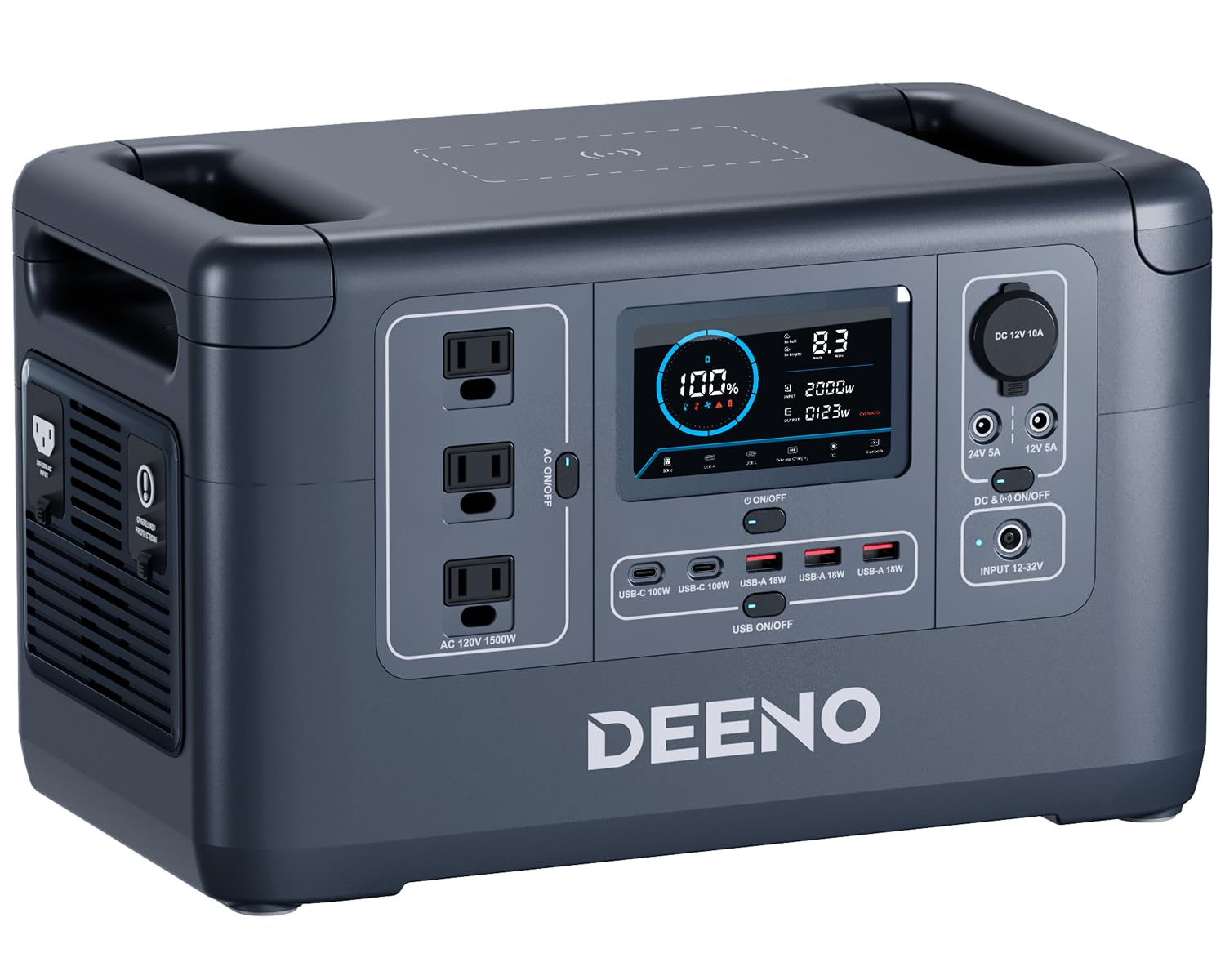 DEENO S1500 Portable Power Station 1500W(Peak 3000W), 1036Wh LiFePO4 Battery Solar Generator, Full Charge in 2 Hr, UPS Battery Backup for Home Backup Emergency Outdoor Camping(Solar Panel Optional)