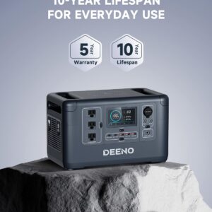 DEENO S1500 Portable Power Station 1500W(Peak 3000W), 1036Wh LiFePO4 Battery Solar Generator, Full Charge in 2 Hr, UPS Battery Backup for Home Backup Emergency Outdoor Camping(Solar Panel Optional)