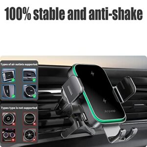 15W Fast Wireless Car Charger Mount Dual Coil - Auto Alignment Clamping Wireless Car Phone Charger, Dashboard Windshield Wireless Charging Car Holder for iPhone15/14/13/12/Pro Max/Samsung Galaxy