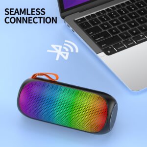 ROFALL Portable Bluetooth Speaker with Stereo Sound, Outdoor Wireless Speakers, Rich Bass, Bluetooth 5.3, 10 Watts, RGB Lights, Dual TWS Paring, Loud Crystal Clear Stereo Sounds