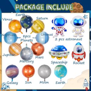 16 Pieces Galaxy Space Balloons - Large Outer Space Themed Balloon Rocket Spaceship Astronaut Galaxy Planet Inflatable Balloons for Kids Space Birthday Party Supplies Baby Shower Decorations