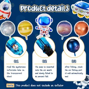 16 Pieces Galaxy Space Balloons - Large Outer Space Themed Balloon Rocket Spaceship Astronaut Galaxy Planet Inflatable Balloons for Kids Space Birthday Party Supplies Baby Shower Decorations