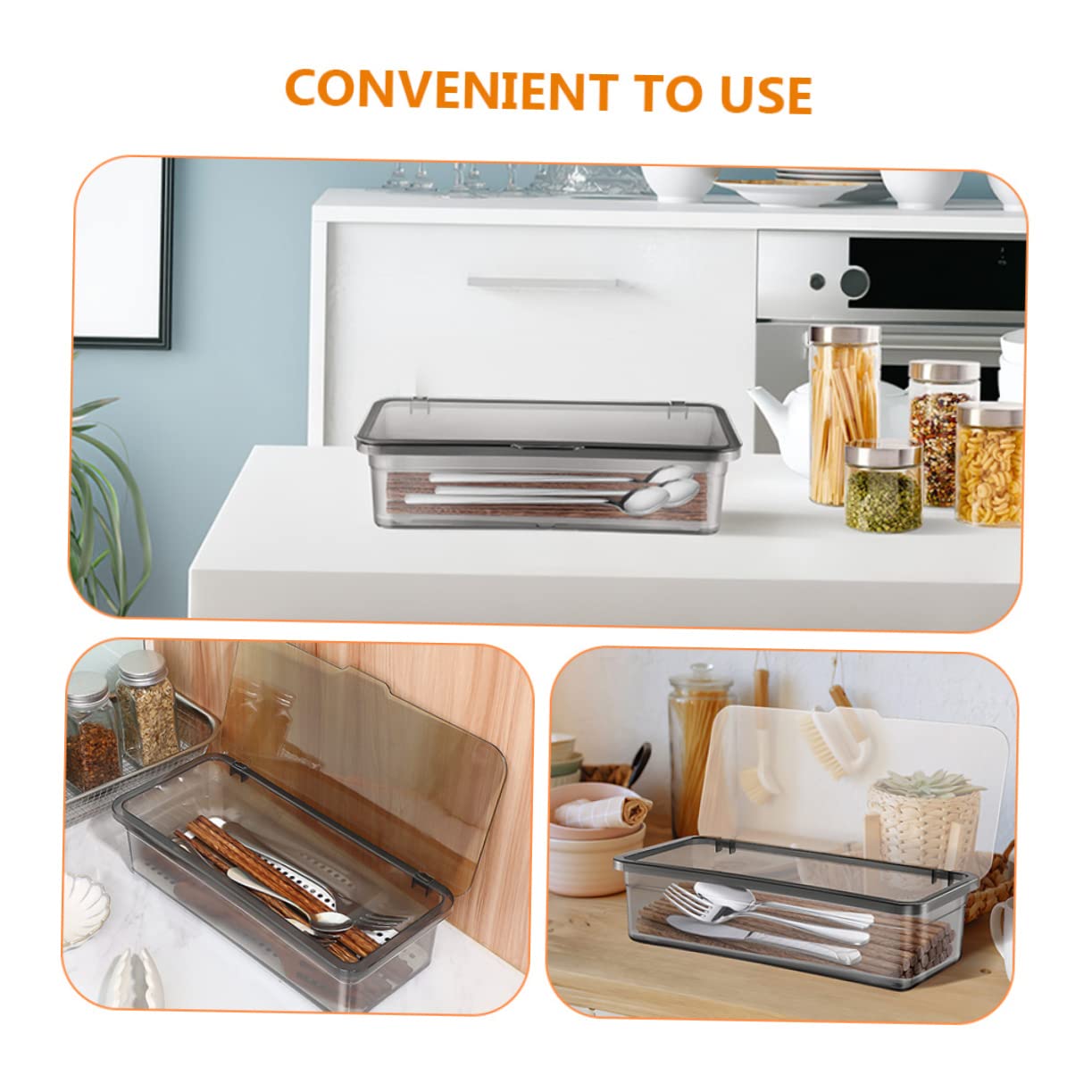 Luxshiny 2pcs Cutlery Storage Box Unique Cutlery Holder Plastic Utensil Case Delicate Cutlery Organizer Chopsticks Clear Mugs Water Filter Pitcher Utensil Holder Camping Plastic Cap Baby Pp