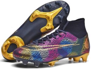 men's women's unisex soccer cleats fg/ag soccer shoes indoor outdoor turf firm ground high-top spikes younth professional training football boots