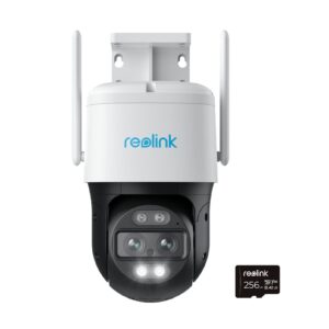reolink 4g cellular camera with 256gb microsd card bundle, plug in for continuous power, 24/7 recording, trackmix wired lte