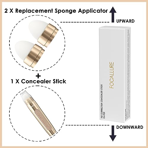 FOCALLURE FIX CORRECTOR Concealer Stick, Full Coverage Concealer Makeup, Color Corrector for Dark Circles, Including Replaceable Applicator, NE02 SHORTBREAD