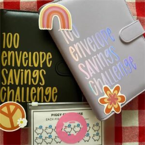 100 Envelope Challenge Binder, Savings Challenges Sheets，Easy and Fun Way to Save $5,050, Budget Binder with Cash Envelopes, Savings Challenges Binder, Budget Planner Book for Budgeting (Mint Blue)