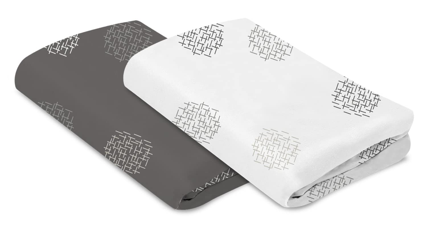 4moms Breeze Plus Portable Playard & Breeze Bassinet Sheets, for Baby Bassinets and Furniture, Grey Beads & Breeze Playard Sheets, White & Grey, 2 Pack