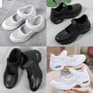 Women's Orthopedic Stretch Air Cushion Mary Jane Shoes Comfy Cloud Pro Cutout Breathe Wedge Running Fashion Sneakers (8,Black)