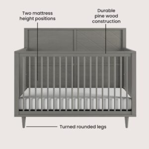 Child Craft Surrey Hill Crib and Dresser Nursery Set, 2-Piece, Includes 4-in-1 Convertible Crib and 3-Drawer Dresser, Grows with Your Baby (Lunar Gray)