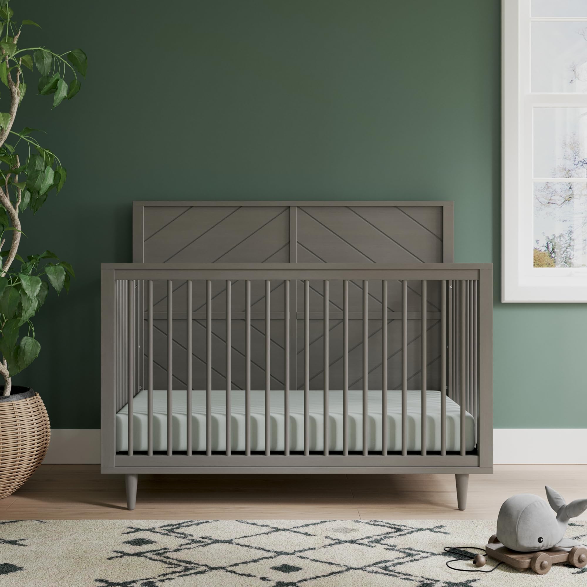 Child Craft Surrey Hill Crib and Dresser Nursery Set, 2-Piece, Includes 4-in-1 Convertible Crib and 3-Drawer Dresser, Grows with Your Baby (Lunar Gray)