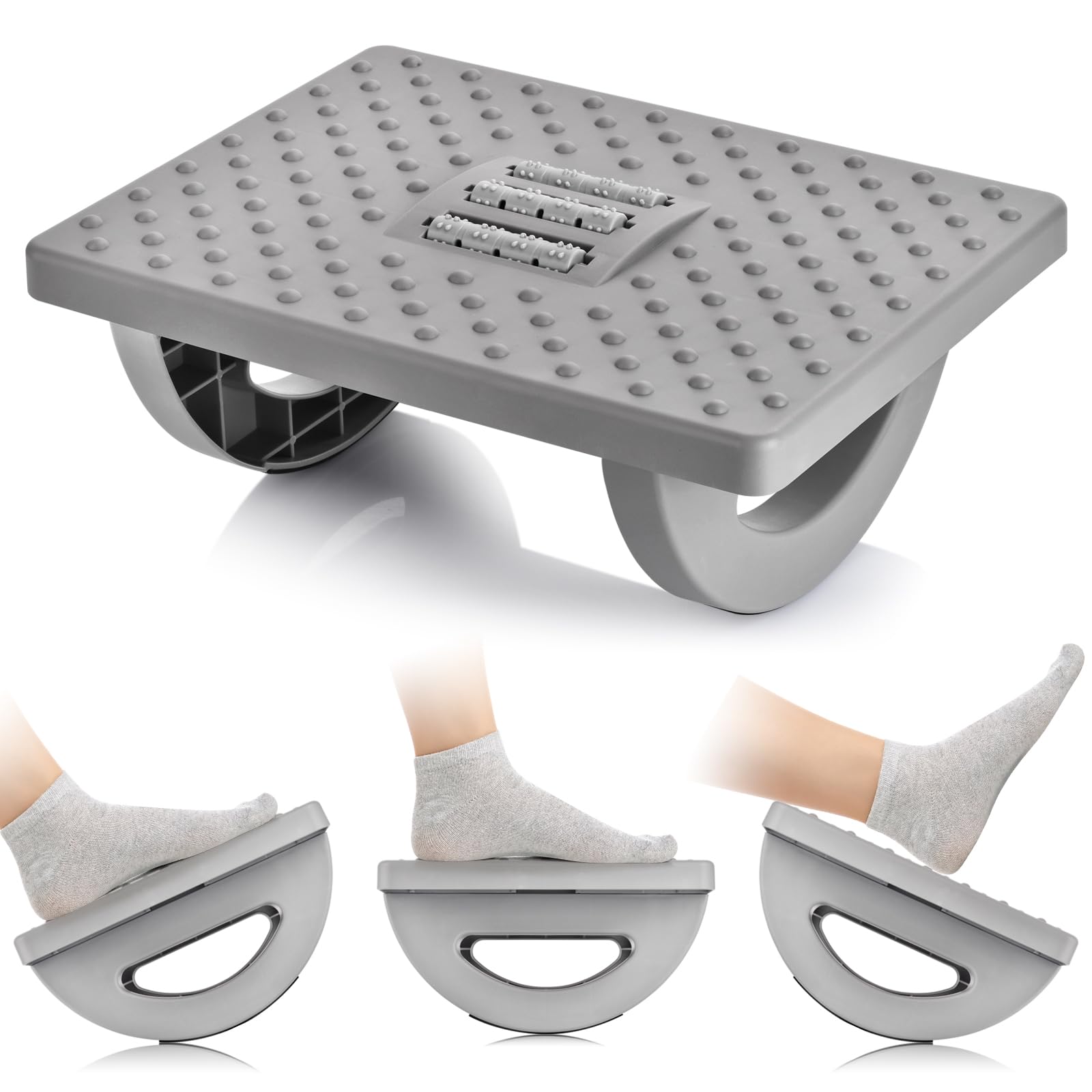 Rocking Foot Rest for Under Desk at Work - Foot Rest Under Desk for Office Use, Ergonomic Under Desk Footrest with Foot Massager Feet Stand, Large Size Under Desk Foot Rest for Office and Home