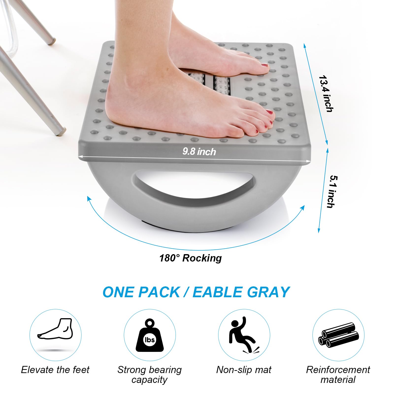 Rocking Foot Rest for Under Desk at Work - Foot Rest Under Desk for Office Use, Ergonomic Under Desk Footrest with Foot Massager Feet Stand, Large Size Under Desk Foot Rest for Office and Home