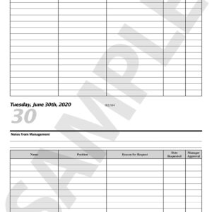 The Manager's Red Book - Request Days Off logbook/notebook/planner, 8.5"x11" semi-annual, 118 pages,15 lines per day (F4389) (July 2024-December 2024)