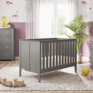 Child Craft Atwood Crib, Dresser and Chest Nursery Set, 3-Piece, Includes 3-in-1 Convertible Crib, Dresser and Chest, Grows with Your Baby (Lunar Gray)