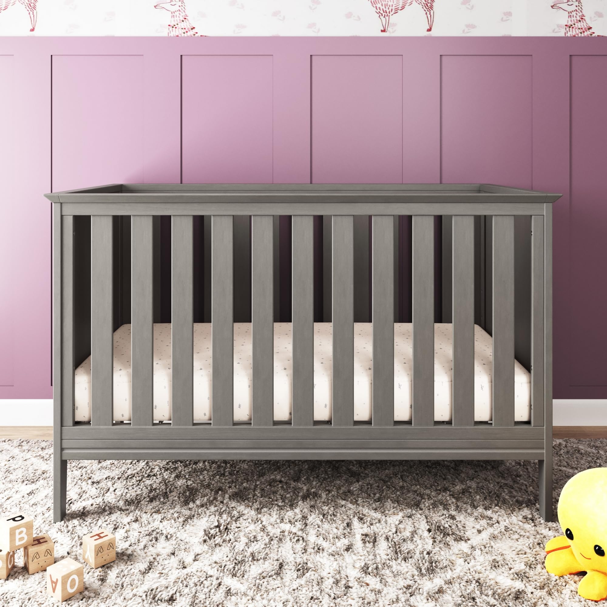 Child Craft Atwood Crib, Dresser and Chest Nursery Set, 3-Piece, Includes 3-in-1 Convertible Crib, Dresser and Chest, Grows with Your Baby (Lunar Gray)