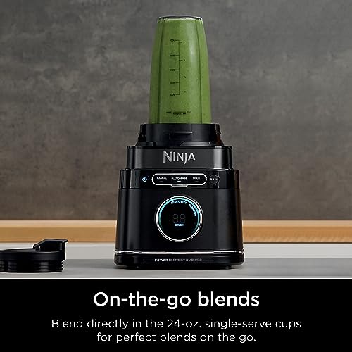 Ninja Detect Power Blender Pro + Personal Single-Serve, BlendSense Technology, For Smoothies, Food & More, Compact Kitchen Countertop, 1800 P-Watts, 72 oz. Pitcher, (2) 24 oz. To-Go Cups, Black, TB301