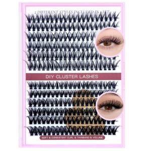 slsxnl fluffy lash clusters d curl individual lashes 10-16mm 30d 40d eyelash clusters 240pcs cluster eyelash extensions 10mm+12mm+14mm+16mm mix 0.07mm natural wispy false eyelashes