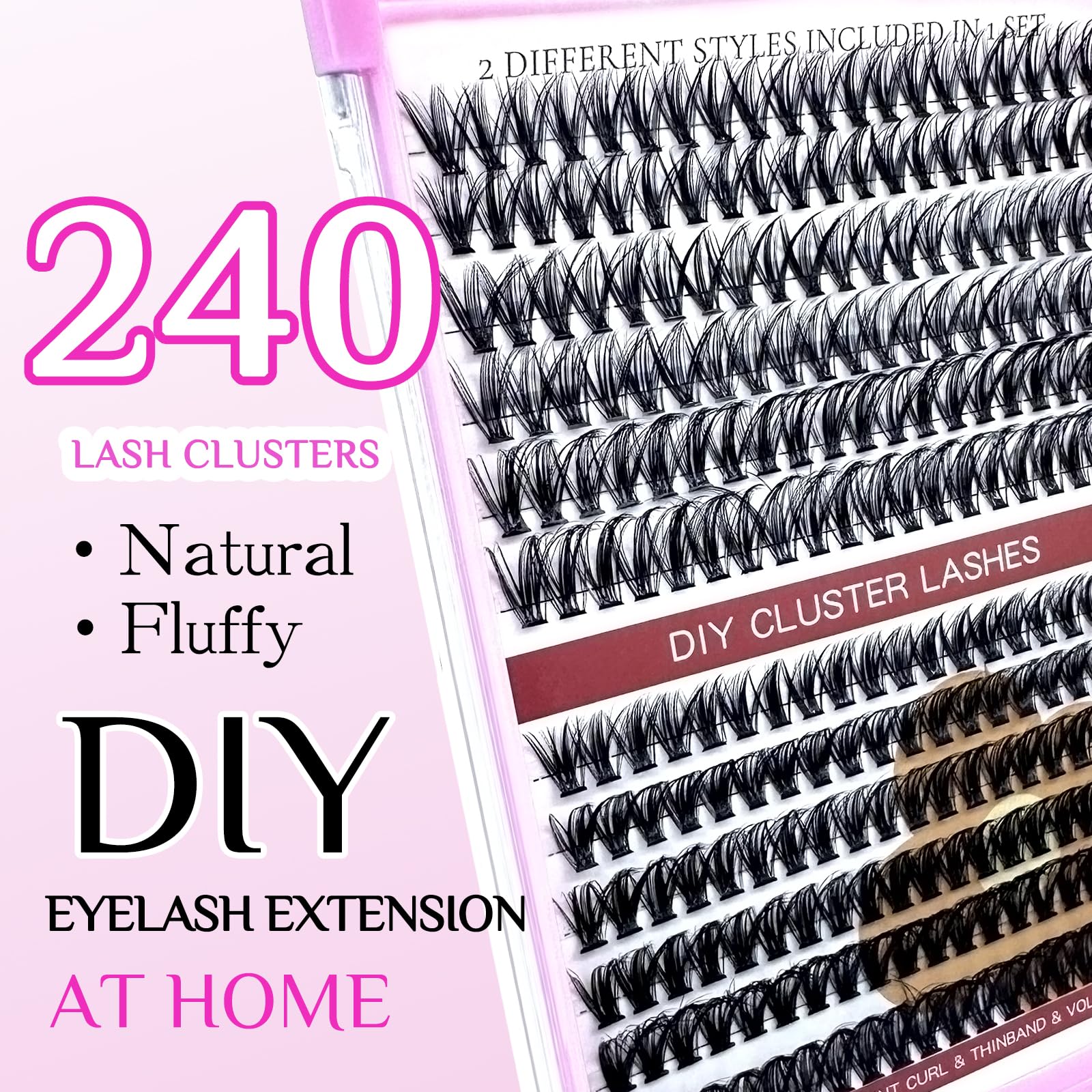 SLSXNL Fluffy Lash Clusters D Curl Individual Lashes 10-16MM 30D 40D Eyelash Clusters 240pcs Cluster Eyelash Extensions 10mm+12mm+14mm+16mm Mix 0.07mm Natural Wispy False Eyelashes