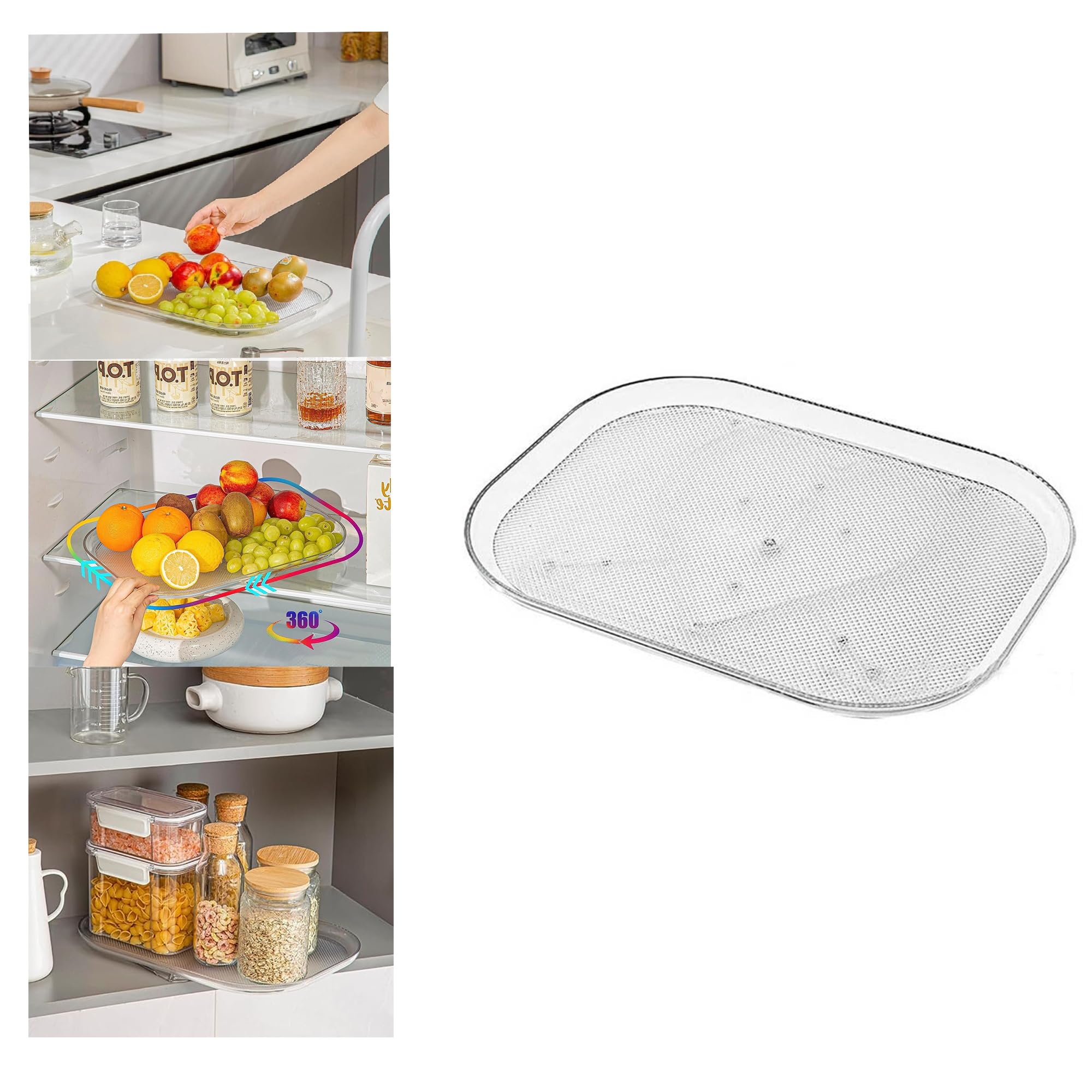 Rectangle Lazy Susan for Refrigerator,15.67''Countertop Clear Square Lazy Susan,Turntable Organizer for Pantry,Storage,Kitchen