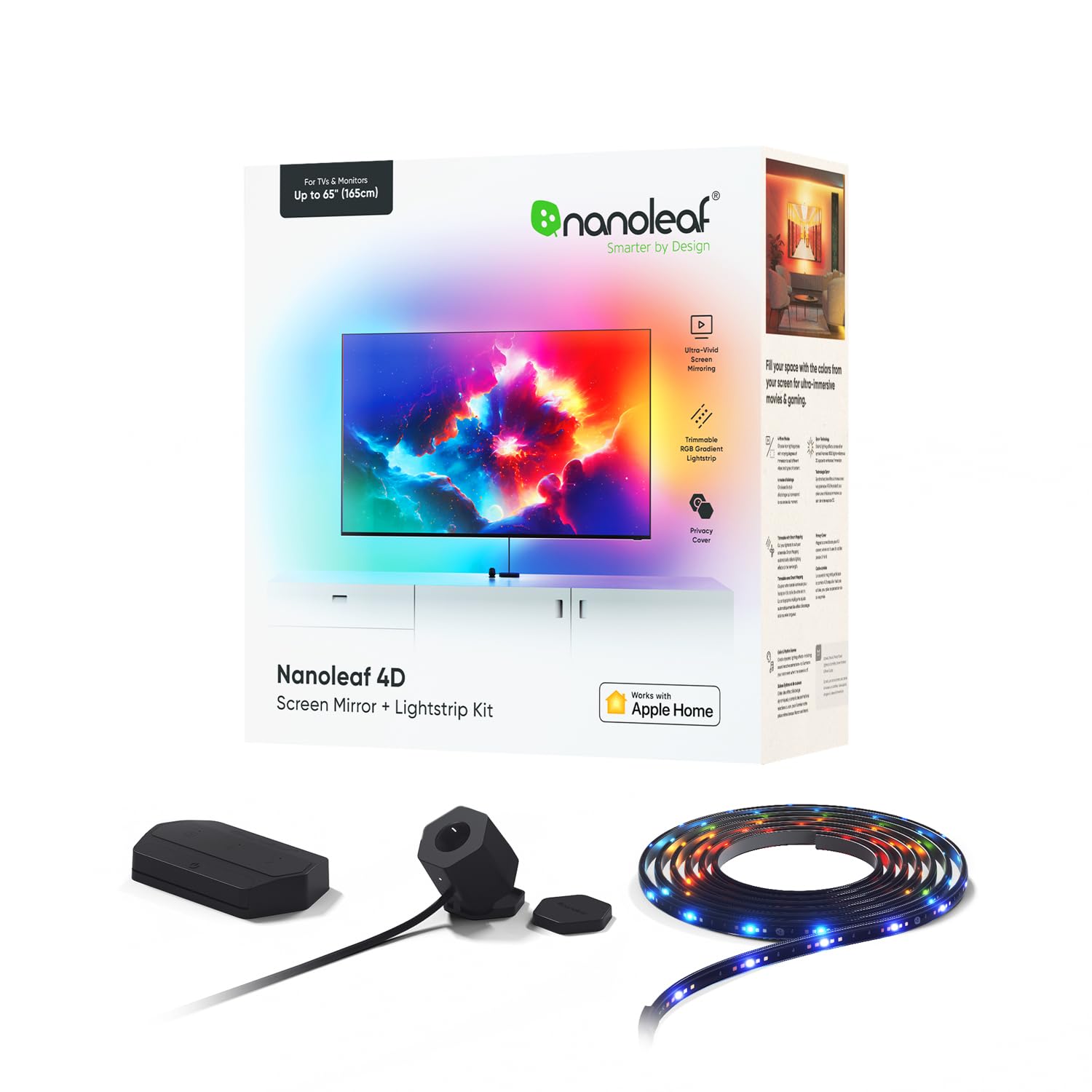 Nanoleaf 4D - TV Sync Camera and Smart Addressable Gradient Lightstrip Kit, Immersive TV LED Backlights, Bias Lighting for Home Theatre & Console Gaming (Up to 65" TVs and Monitors)