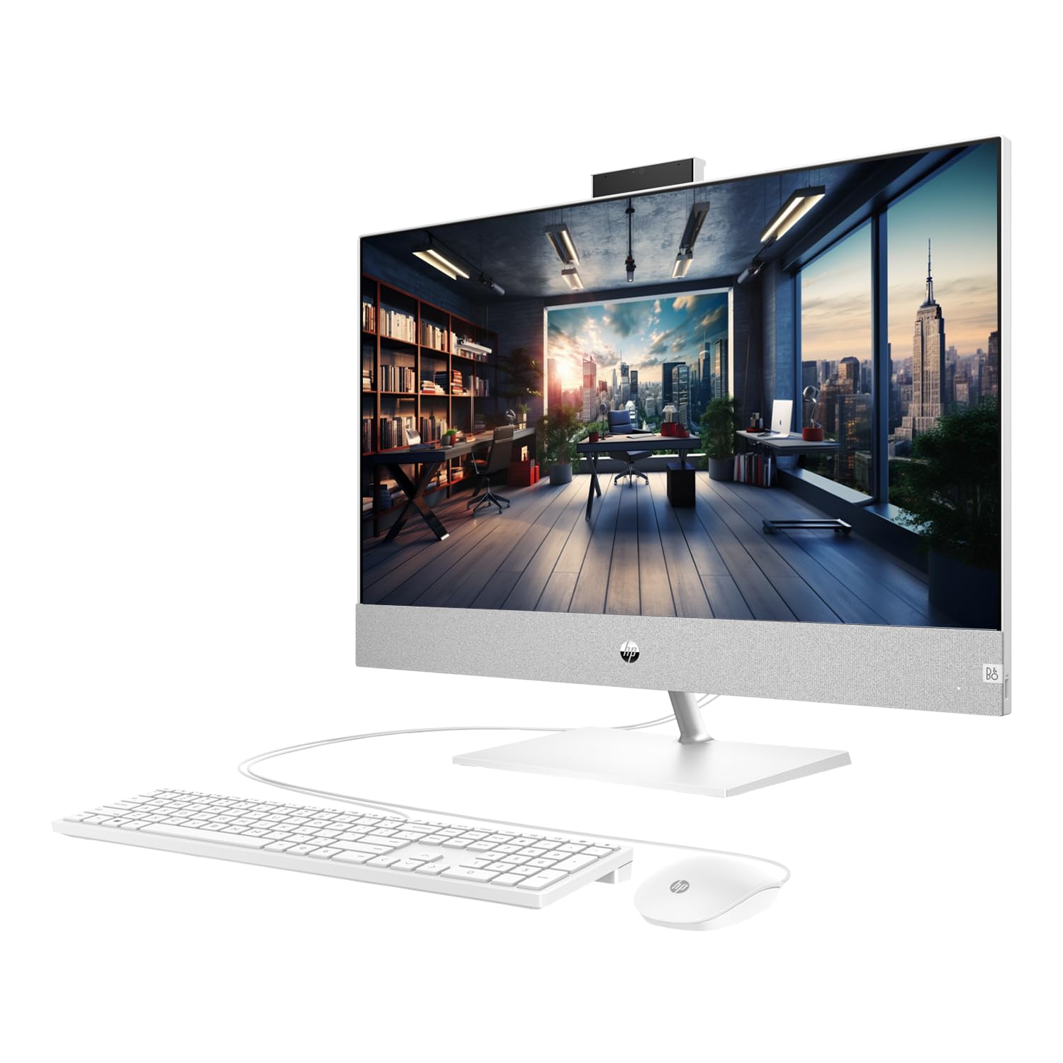 HP Pavilion All-in-One Business Desktop, 27” FHD Display, AMD Ryzen 5 5500U Processor, 64GB RAM, 2TB SSD, Wi-Fi 6, Webcam, HDMI, RJ-45, Wired KB & Mouse, Windows 11 Pro, White