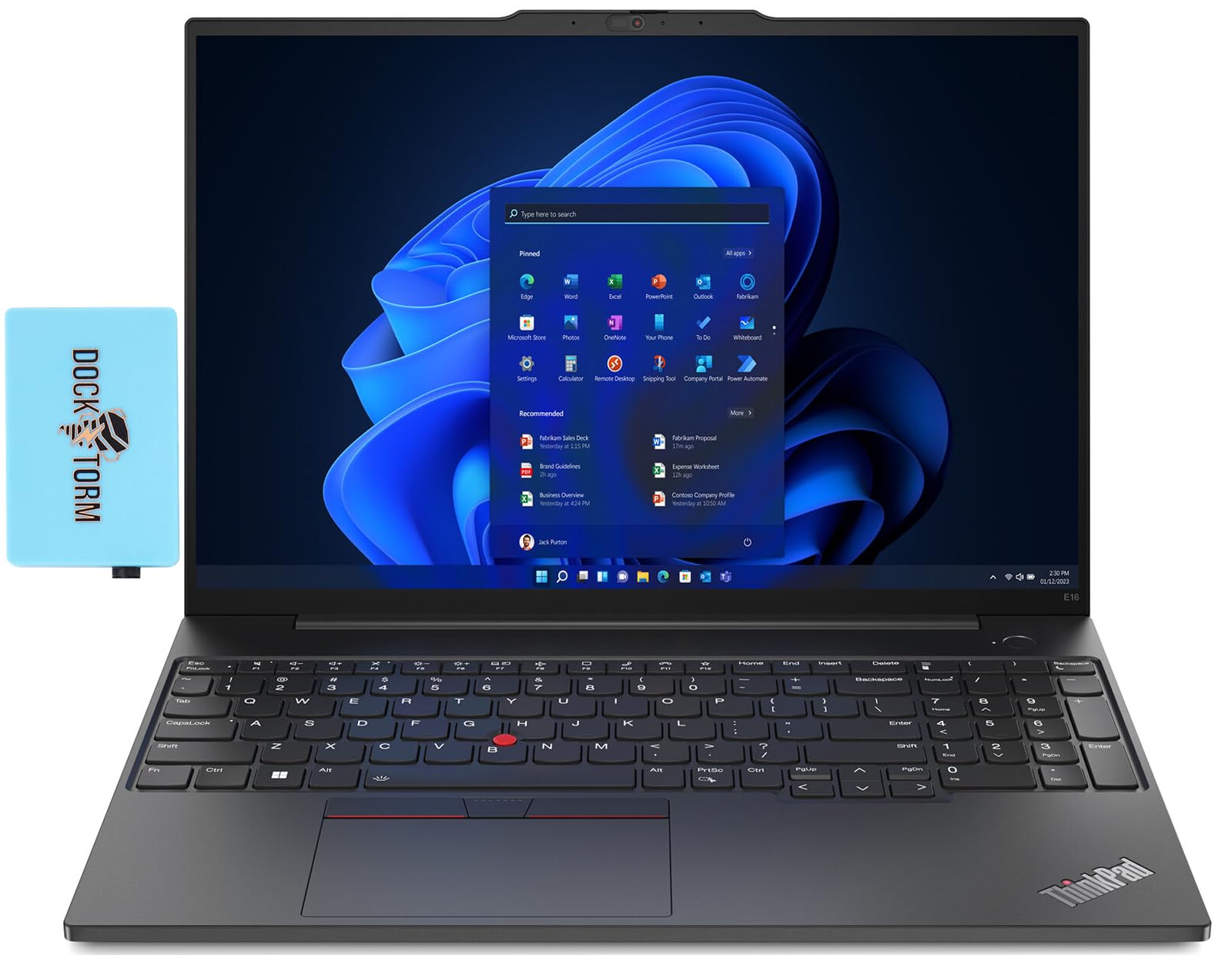 LENOVO ThinkPad E16 Gen 1 16.0" IPS Business Laptop (8-Core AMD Ryzen 7 7730U, 40GB RAM, 1TB PCIe SSD, AMD Radeon, 60 Hz Wide UXGA (1920x1200), Fingerprint, Win 11 Pro) w/Dockztorm Hub