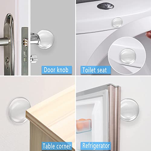 A&G TECH Door Stoppers Wall Protector, Reusable Door Bumper with Self Strong Adhesive, Quiet, Shock Absorbent for Home, Office, Wall Protector from Door Knobs (Round 1.57inch,) (12 Pcs/Pack)