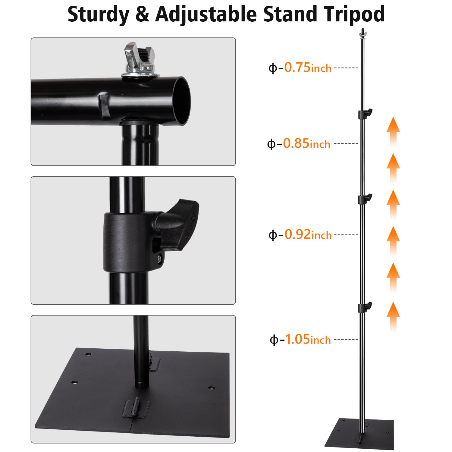 HYJ-INC Pipe and Drape Photography Backdrop Stand Kit Adjustable Photo Background Stand 10ft x 8.5ft with Metal Base for Parties Weddings Birthday Party Events Photo Booth with 4 Clamps,Carrying Bag.