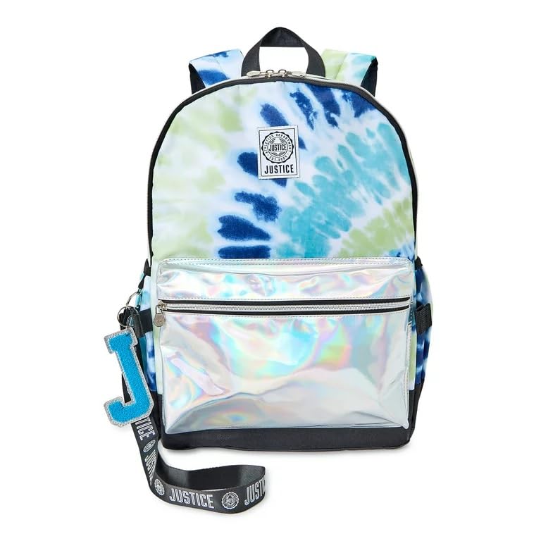 17" Laptop Backpack, Lunch Tote and Pencil Case, 3-Piece Set Metallic Print Blue Tie Dye 0595