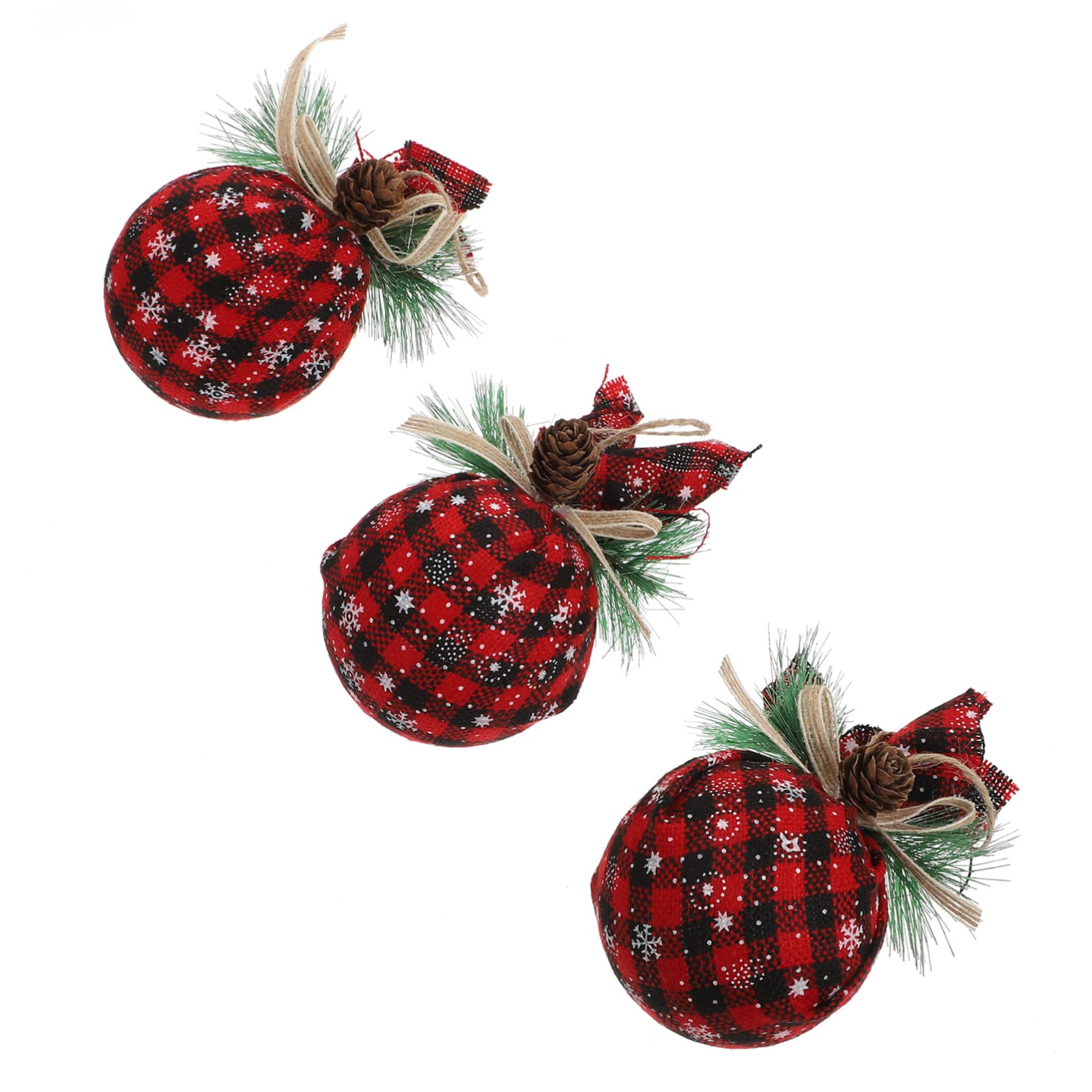 COHEALI 3pcs Christmas Foam Balls Decor for Office White Outfits Office Decore Christmas Plaid Ball Ornaments Hanging Christmas Decoration Christmas Balls Ornaments Hanging Foams Balls