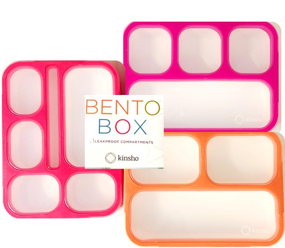 Pink + Coral Bento Lunch Boxes for School or Work, Kids and Adults Bundle of 3