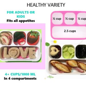 Pink + Coral Bento Lunch Boxes for School or Work, Kids and Adults Bundle of 3