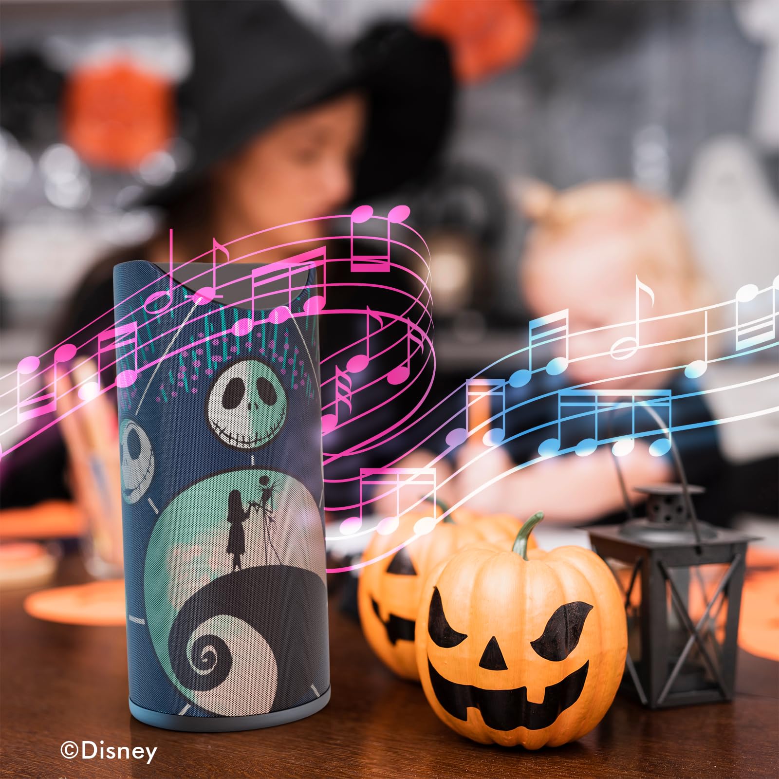 Disney Tim Burton’s The Nightmare Before Christmas Bluetooth Speaker- Jack and Sally Splashproof Wireless Speaker W/ 3 Hrs Playtime/SD Slot/FM Radio- Jack Skellington Gifts for Women, Men and All Fans