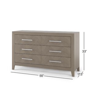 Child Craft Kieran Crib, Double Dresser and Chest Nursery Set, 3-Piece, Includes 4-in-1 Convertible Crib, Dresser and Chest, Grows with Your Baby (Crescent Gray)