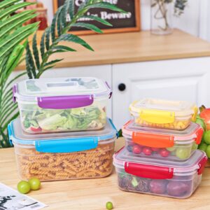 Moretoes 10pcs Food Storage Containers with Lids (5 Snap Lids & 5 Nestable Containers), Plastic Airtight Stackable Leakproof Freezer Storage Containers for Kitchen, Refrigerator Organization