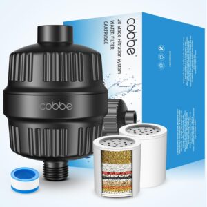 cobbe shower filter for hard water shower head filter - with replaceable filter cartridges - high output shower water filter for removing chlorine and harmful substance, matte black