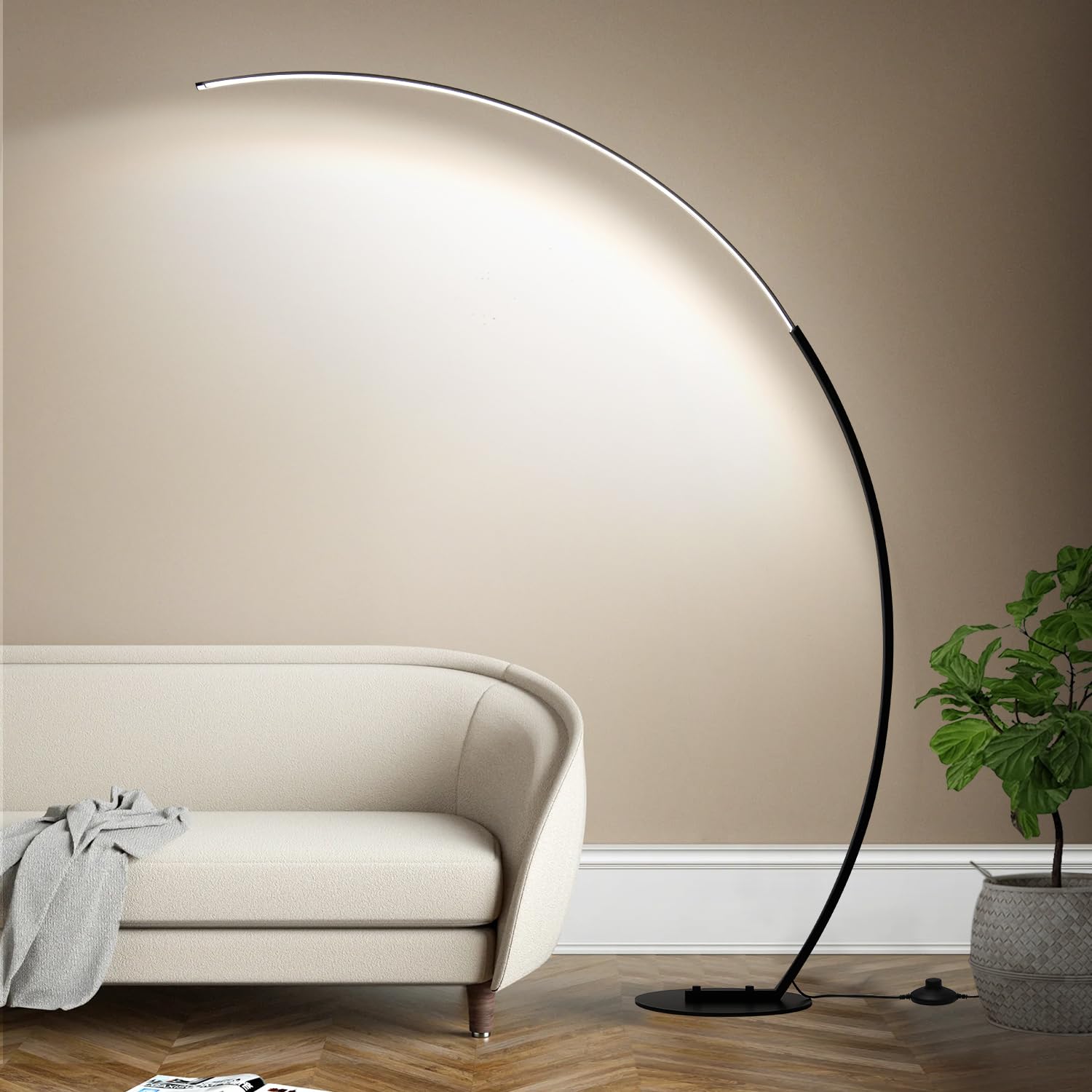 Dimmable LED Floor Lamp with 3 Color Temperatures, Ultra Bright 2000LM Arc Floor Lamps for Living Room, Modern Standing Tall Lamp with Remote Control Reading Floor Lamp for Bedroom Office Classroom