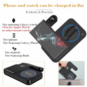 Wireless Charging Station for Samsung Android Multiple Devices 3 in 1 Foldable fast wireless Charger Stand for Phone Galaxy Z Flip 5/4 Z Fold 5/4 S24 S23 S22 S20 Ultra Galaxy Watch 6/5/4/3 Galaxy Buds