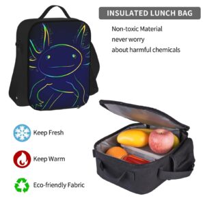 DICITNET Stylized Rainbow Axolotl Backpack Set for Perfect For Travel(Backpack + Pencil Case + Lunchbag Combination)