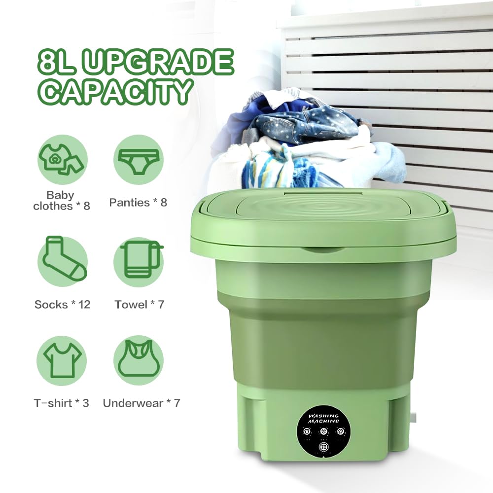 Foldable Portable Washing Machine, Half Automatic High Capacity Mini Washer with 3 Modes,Deep Cleaning for Baby Clothes,Underwear,Socks,Suitable for Dormitories,Camping,Travel and Apartment Dirt