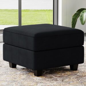 belffin storage ottoman module for modular sectional sofa square seat cube velvet foot stool black