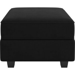 Belffin Storage Ottoman Module for Modular Sectional Sofa Square Seat Cube Velvet Foot Stool Black