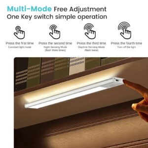 Firelex 2 Pack Under Cabinet Lights - 15.7 Inches Wireless Under Cabinet Lighting Motion Sensor Closet Lights Under Counter Lights for Kitchen 3 Colors Dimmable Magnetic Cabinet Lights for Bedroom