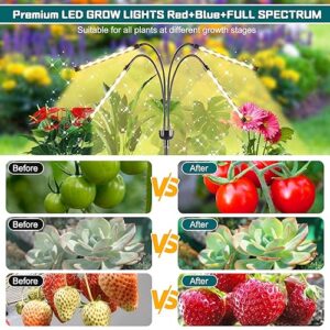 ZXMEAN Grow Lights for Indoor Plants Full Spectrum with 15-60 inches Adjustable Tripod Stand Plant Light with 4/8/12H Timer with Remote Control, LXG0009