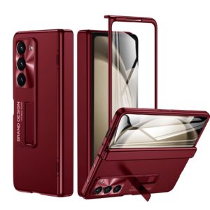for samsung galaxy z fold 5 phone case: lightweight sleek stylish phone stand case - hinge protection slim case with screen protector phone cover for samsung z fold 5 5g 2023 - red