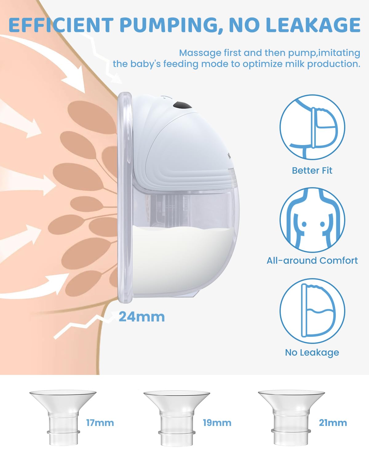 NICEGREEN LIFE Breast Pumps Hands-Free, Wearable Breast Pump for Breastfeeding, 3 Modes & 12 Levels with LED Display, Low Noise with Memory Function Electric Rechargeable Pump