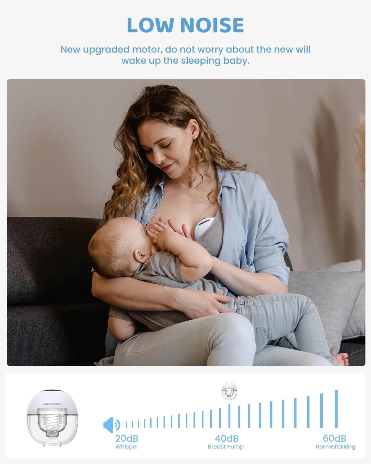 NICEGREEN LIFE Breast Pumps Hands-Free, Wearable Breast Pump for Breastfeeding, 3 Modes & 12 Levels with LED Display, Low Noise with Memory Function Electric Rechargeable Pump